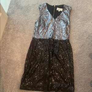 Black & Silver Sequin Beaded Mini Dress Nicole Miller designer